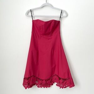 Vintage 2000s Betsey Johnson Pink Strapless Day Dress